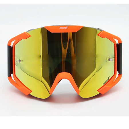 Очки кроссовые ROCKOT RM-378 золотистая линза (красн)